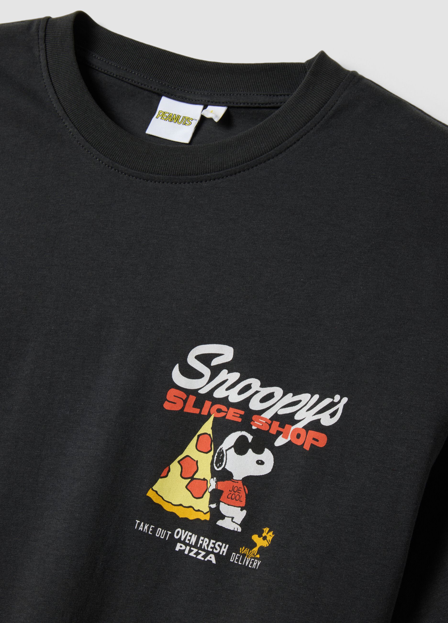 Graues Peanuts T-Shirt aus reiner Baumwolle mit Print, Relaxed Fit