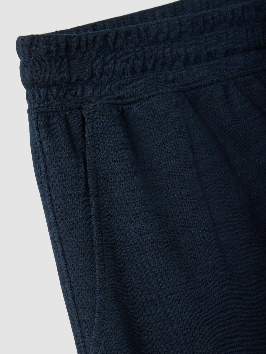 Blue cotton-blend pyjama shorts, regular fit_5