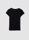 Black pure cotton crew-neck T-shirt with slogan_1