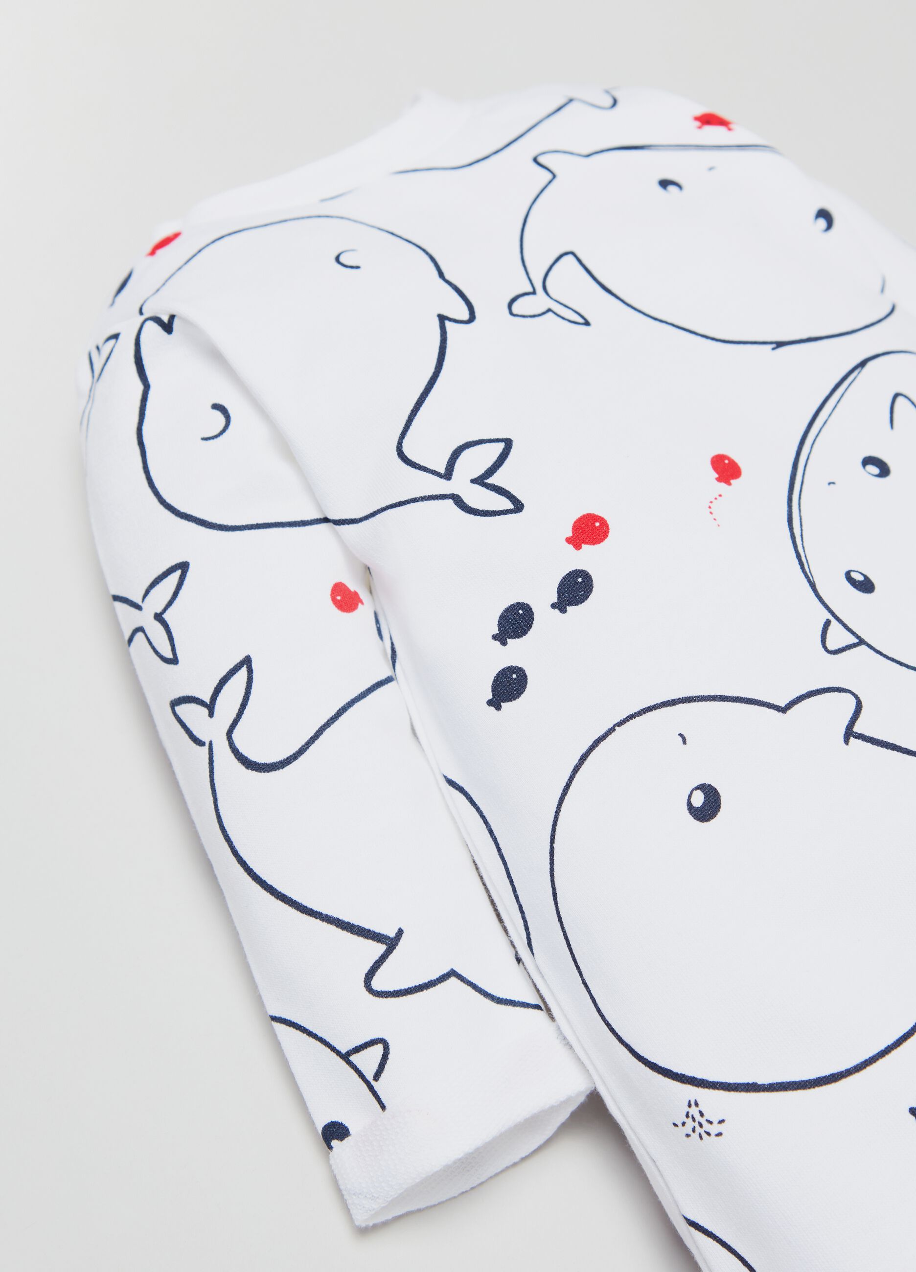 Onesie with whale and fish print