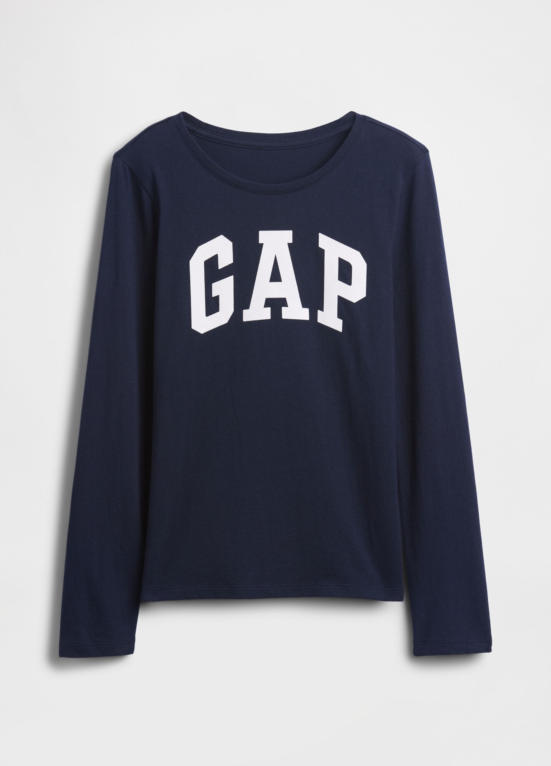 Blaue Langarm-T-Shirt aus reiner Baumwolle mit GAP-Logo