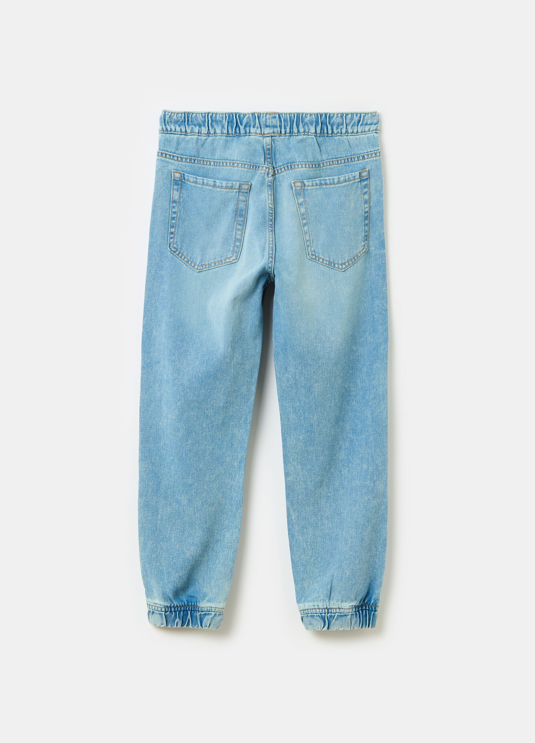 Joggers in denim con coulisse