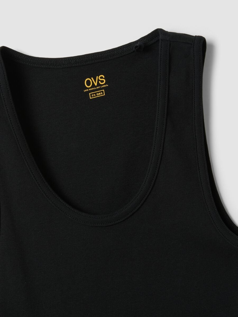 Black pure cotton tank top_1