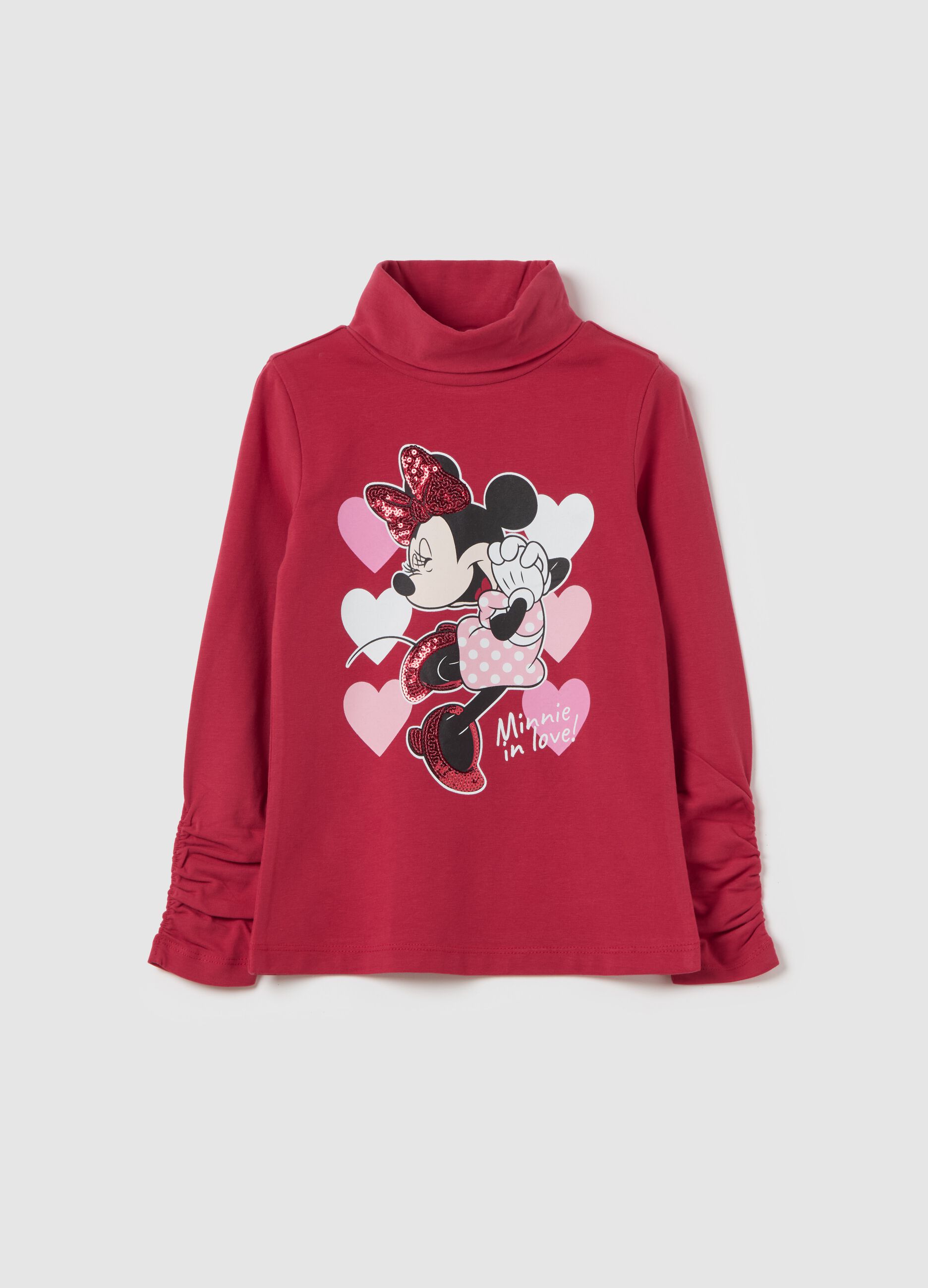 Turtle-neck t-shirt with Minnie print