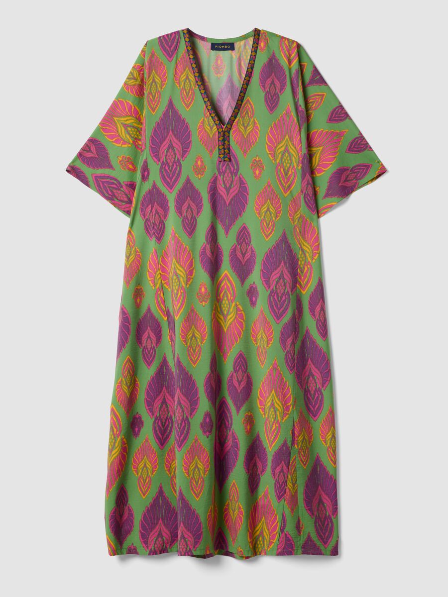 Green viscose-blend midi dress with print_4