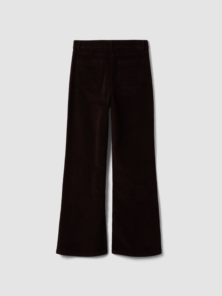 Braune Flare-Hose aus geripptem Stretch-Baumwollstoff_6