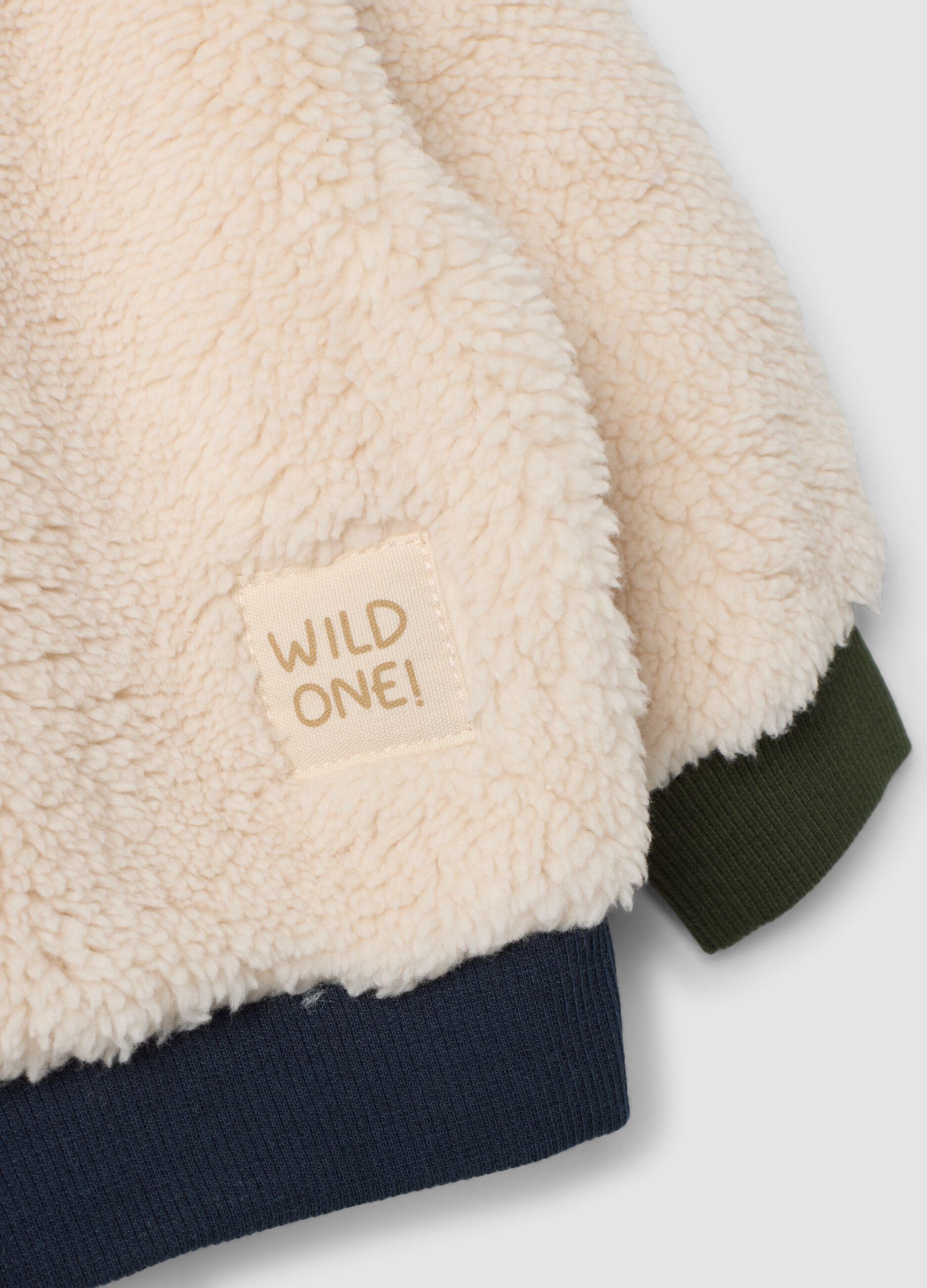 Beiges Baby-Sweatshirt aus Bio-Baumwolle mit Rundhalsausschnitt