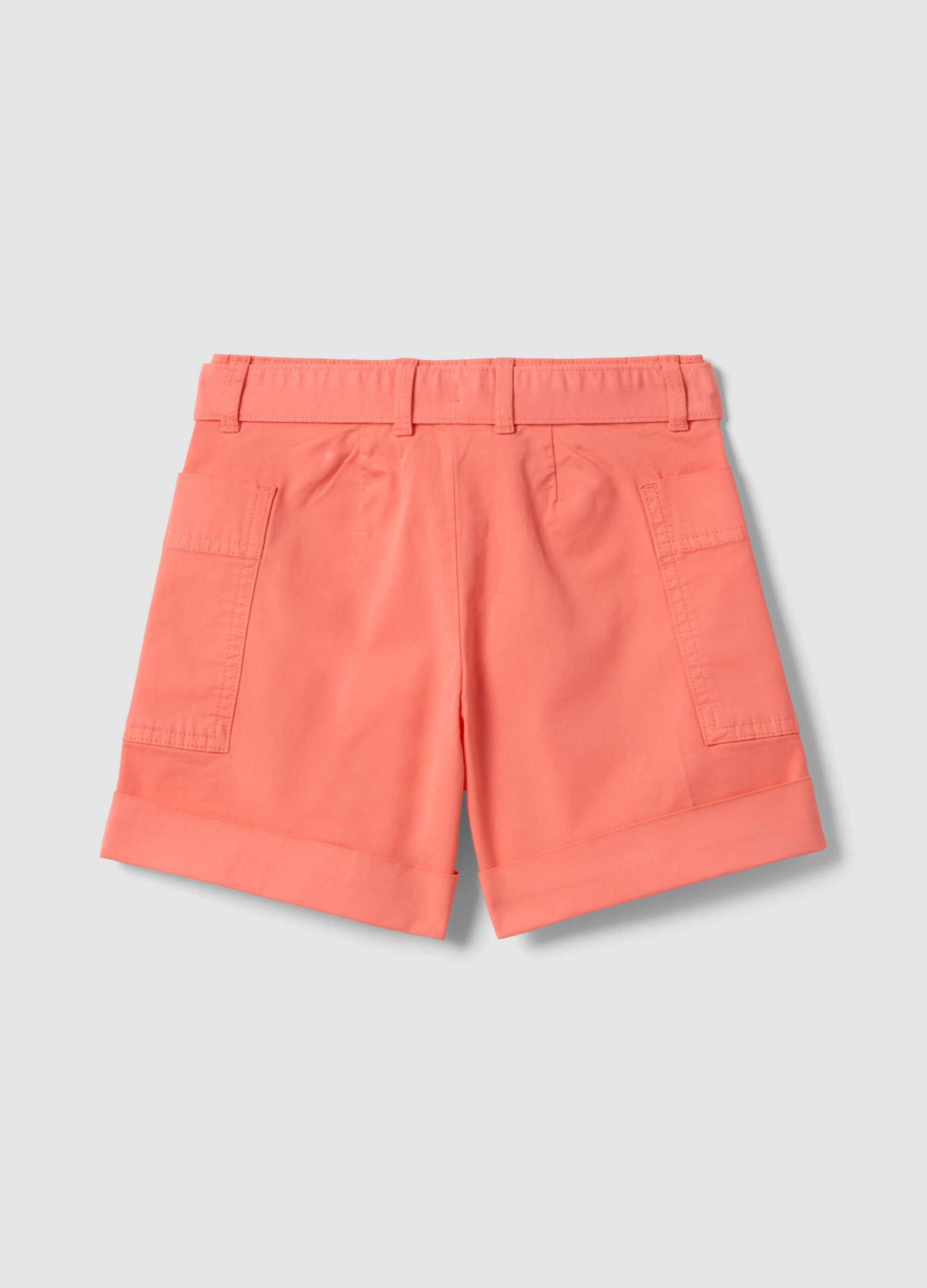 Regular fit pink stretch cotton shorts for girls