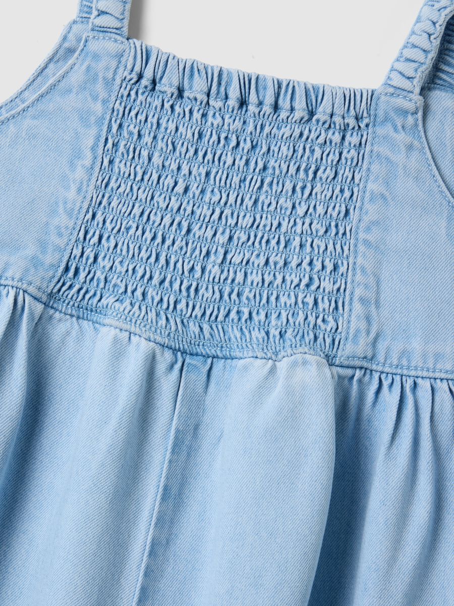 Salopette in misto cotone denim azzurro da bambina regular fit_3