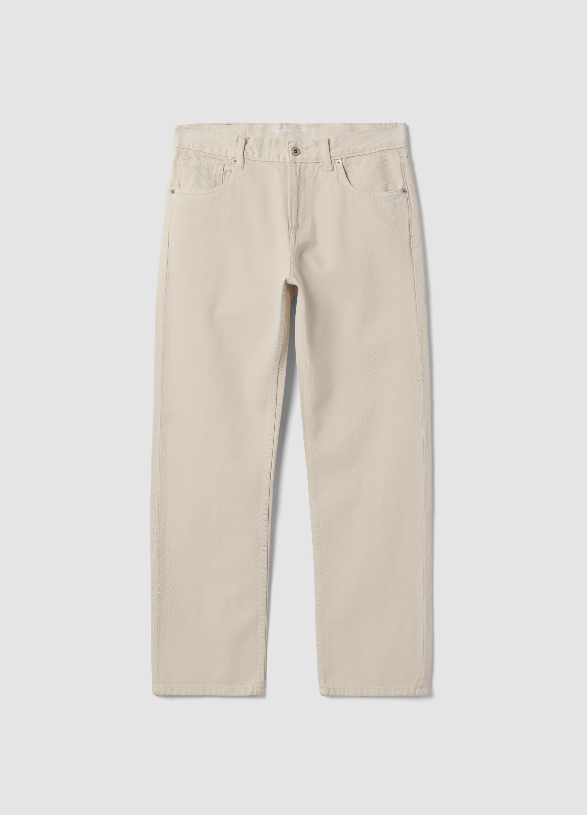 Jeans beige in twill di puro cotone straight fit