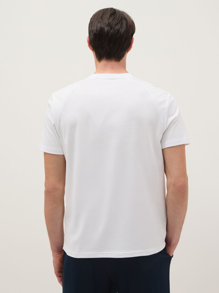 White Cotton Blend Crew Neck T-shirt Regular Fit_2