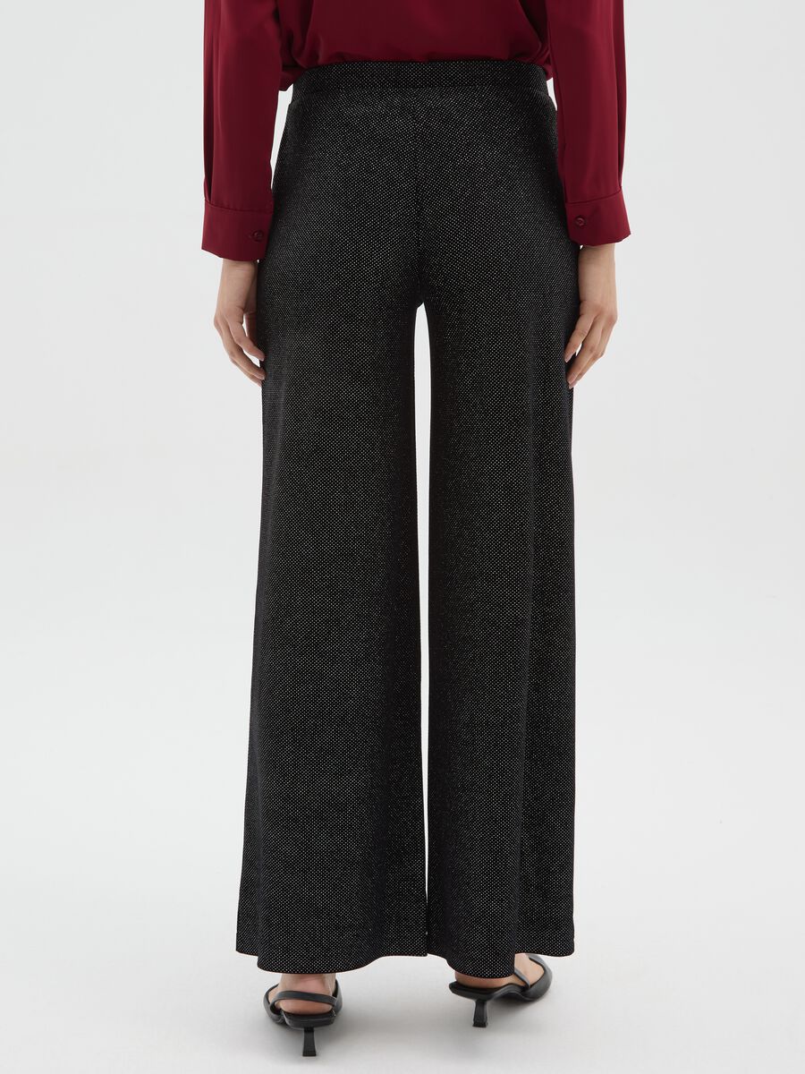 Black wide-leg trousers with glitter_2