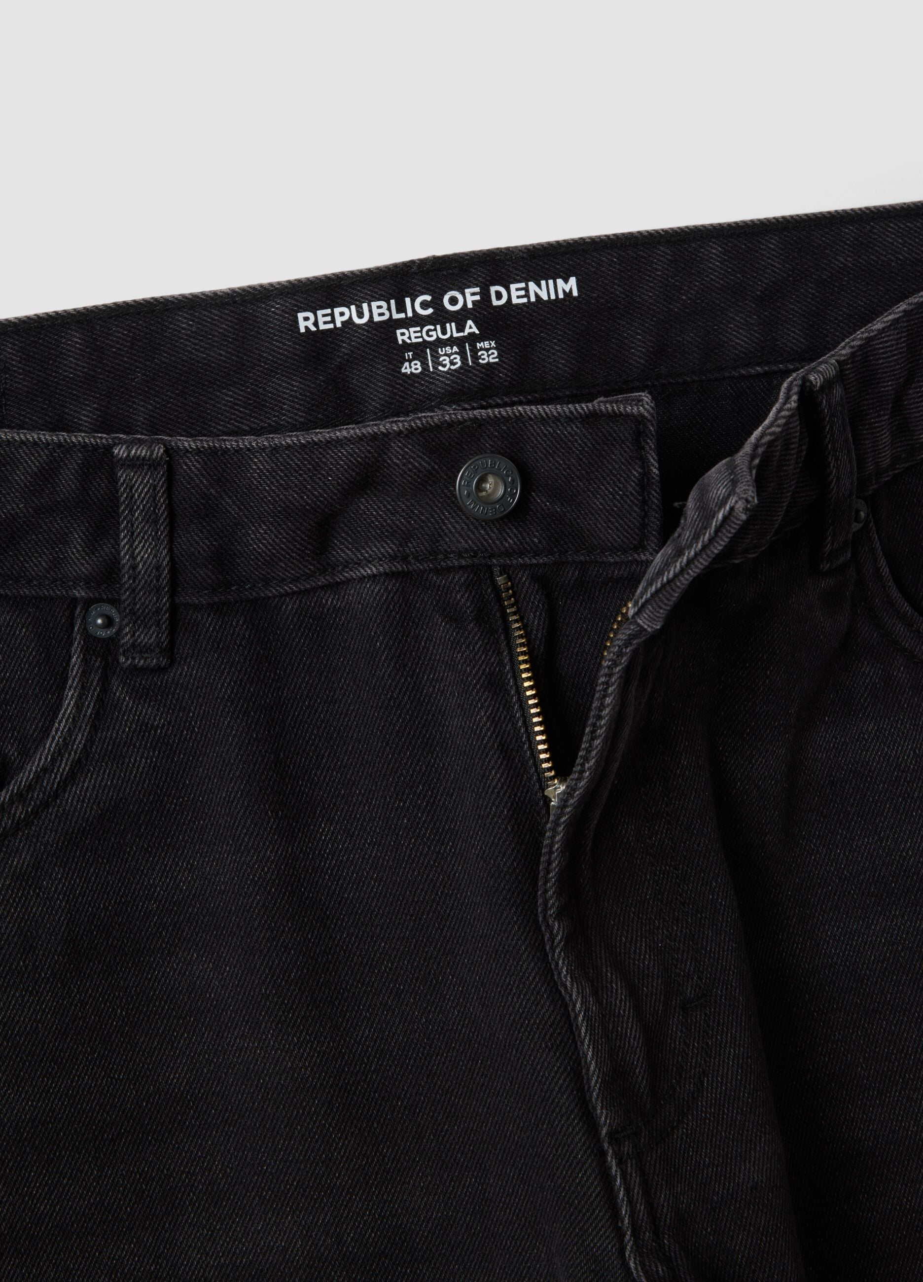 Black regular-fit jeans in a cotton, lyocell and viscose blend