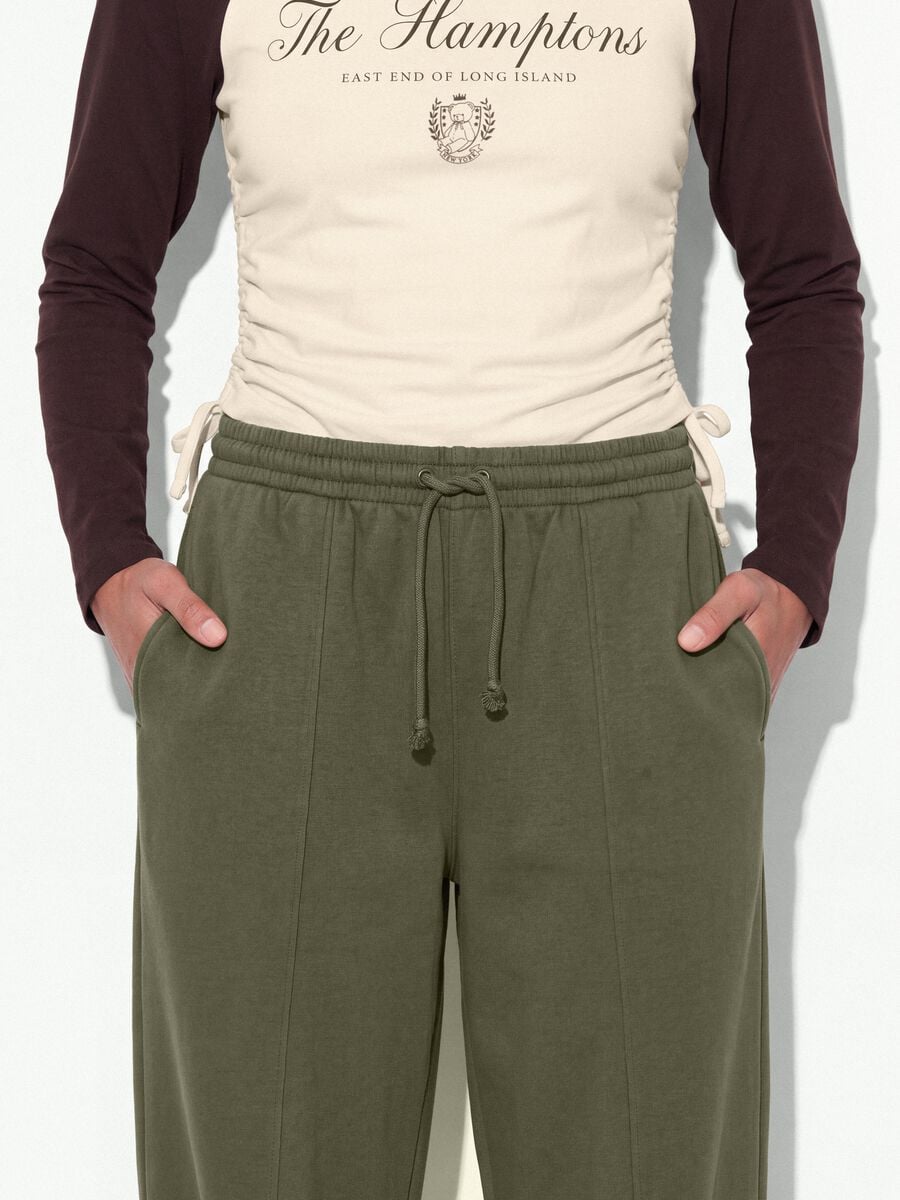 Green cotton-blend jogger trousers with drawstring_2
