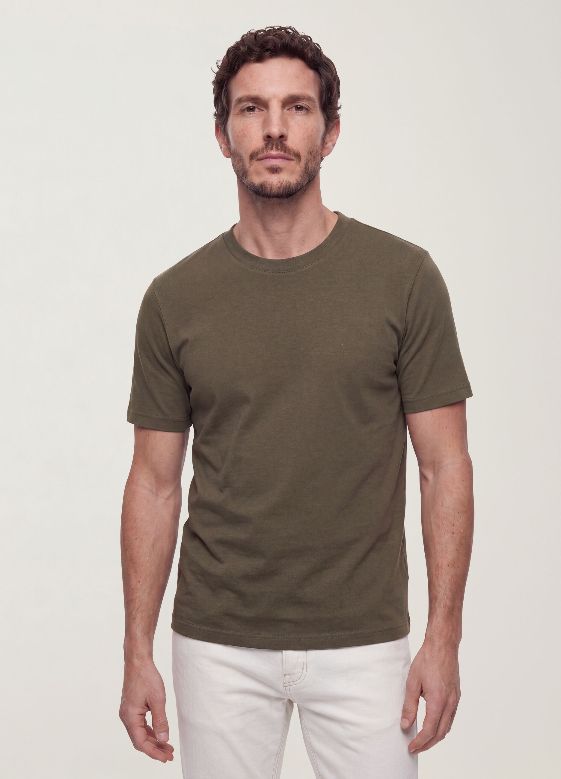 &Pi;&rho;ά&sigma;&iota;&nu;&omicron; &alpha;&nu;&delta;&rho;&iota;&kappa;ό T-shirt &alpha;&pi;ό 100% &beta;&alpha;&mu;&beta;ά&kappa;&iota; &mu;&epsilon; &kappa;&omicron;&nu;&tau;ό &mu;&alpha;&nu;ί&kappa;&iota;, regular &epsilon;&phi;&alpha;&rho;&mu;&omicron;&gamma;ή