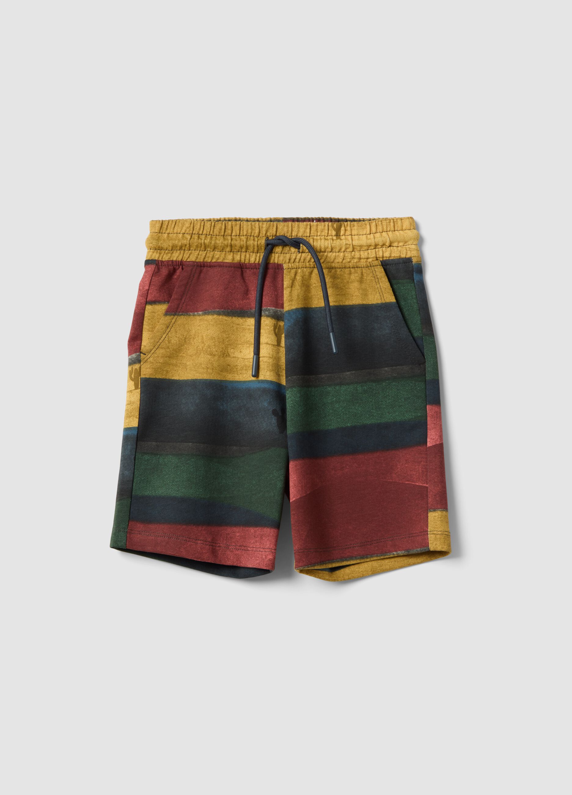 Multicolour striped pure cotton shorts for boys
