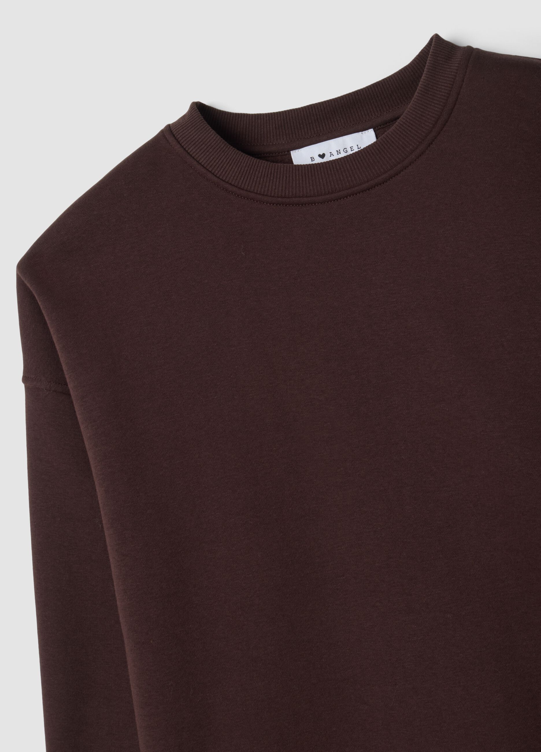 Braunes Sweatshirt aus Baumwollmix mit Rundhalsausschnitt und Spitze