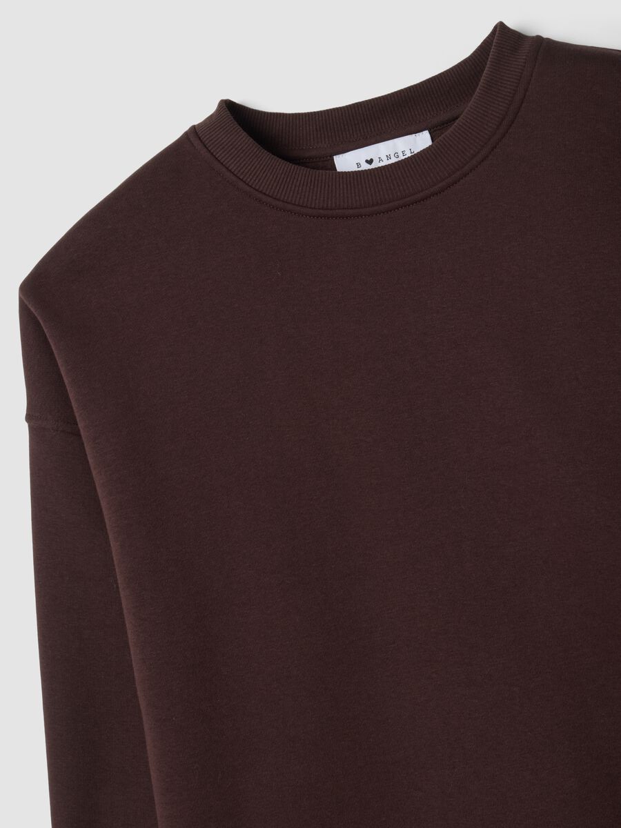 Braunes Sweatshirt aus Baumwollmix mit Rundhalsausschnitt und Spitze_1