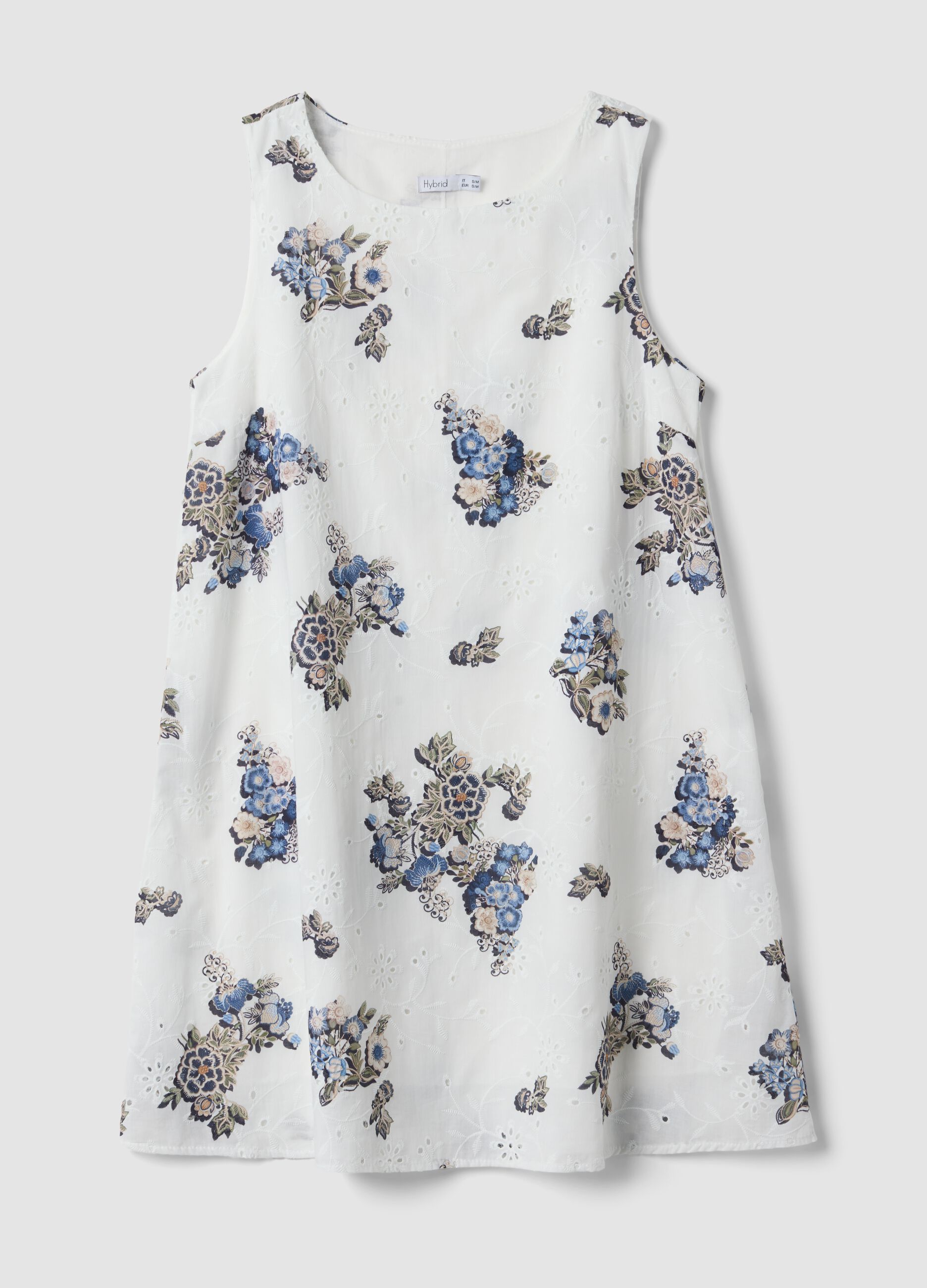 Wei&szlig;es Mini-Kleid aus reiner Baumwolle mit Blumenprint