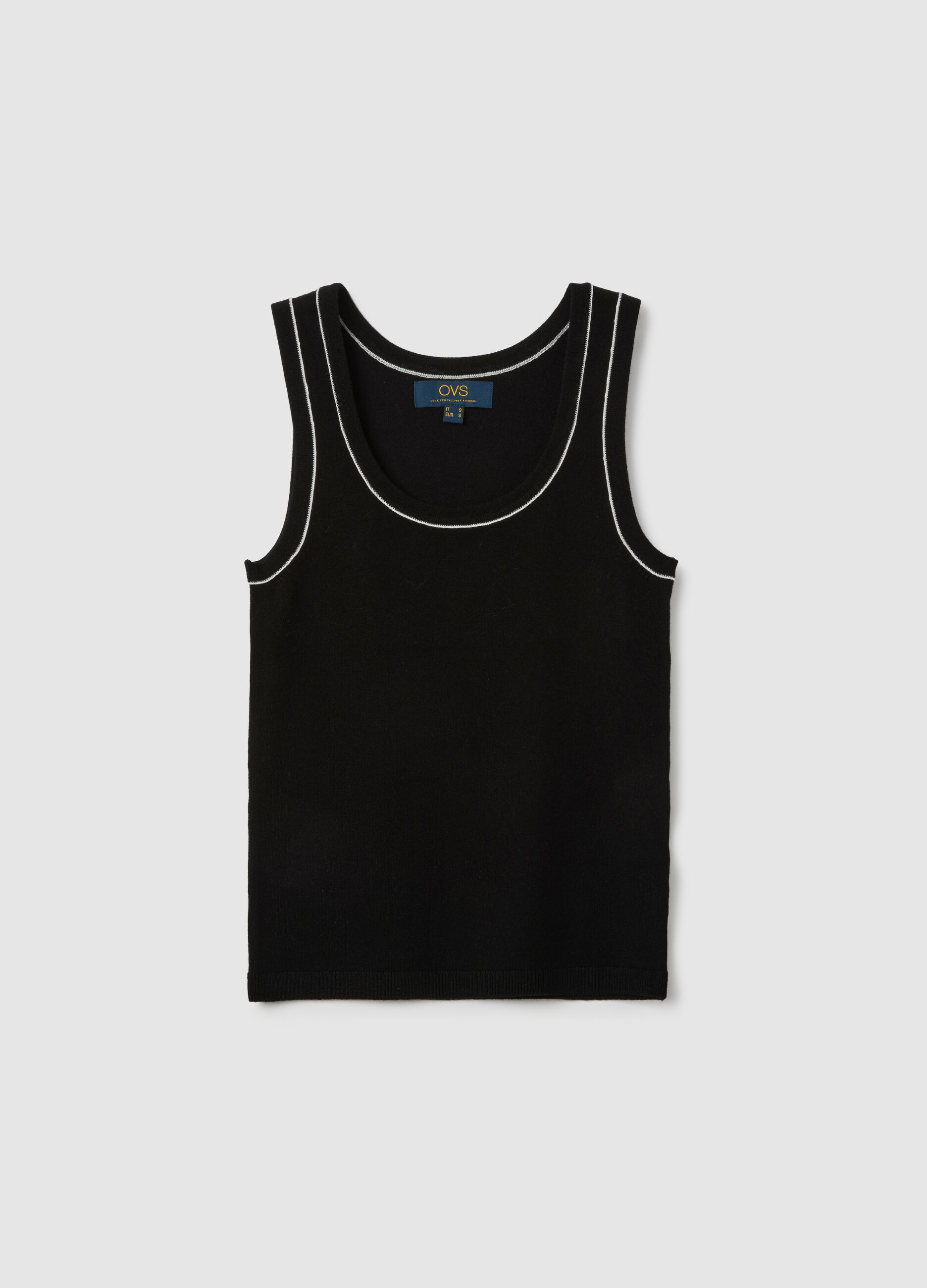 Women's Black Viscose Blend Top Regular Fit