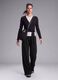 Black wide-leg stretch-fabric trousers_4