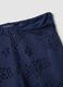 Wide leg blue cotton blend trousers with perforated texture_5