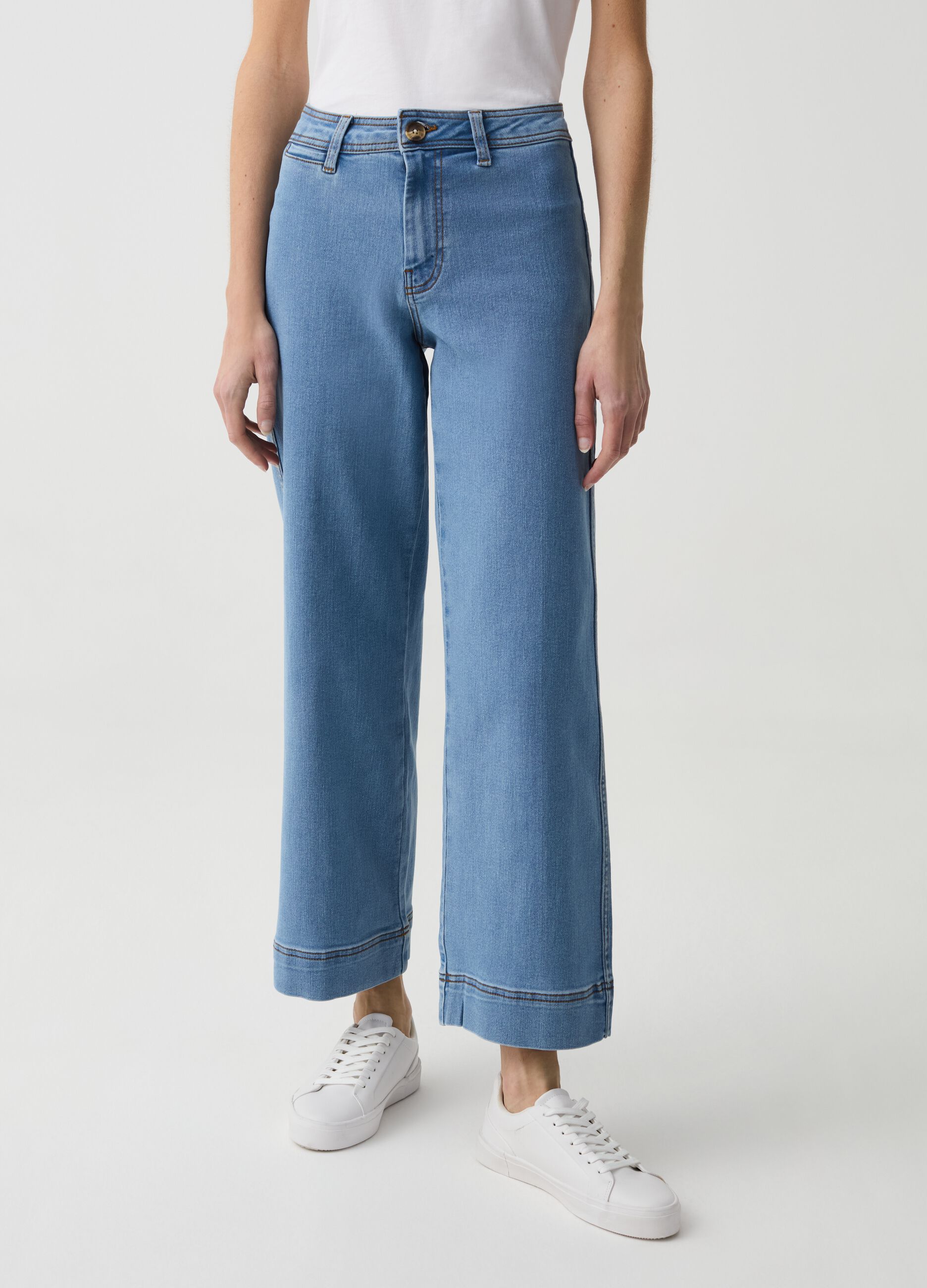 Jeans culotte wide leg cropped
