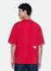 T-shirt rouge col rond en pur coton, coupe boxy_3