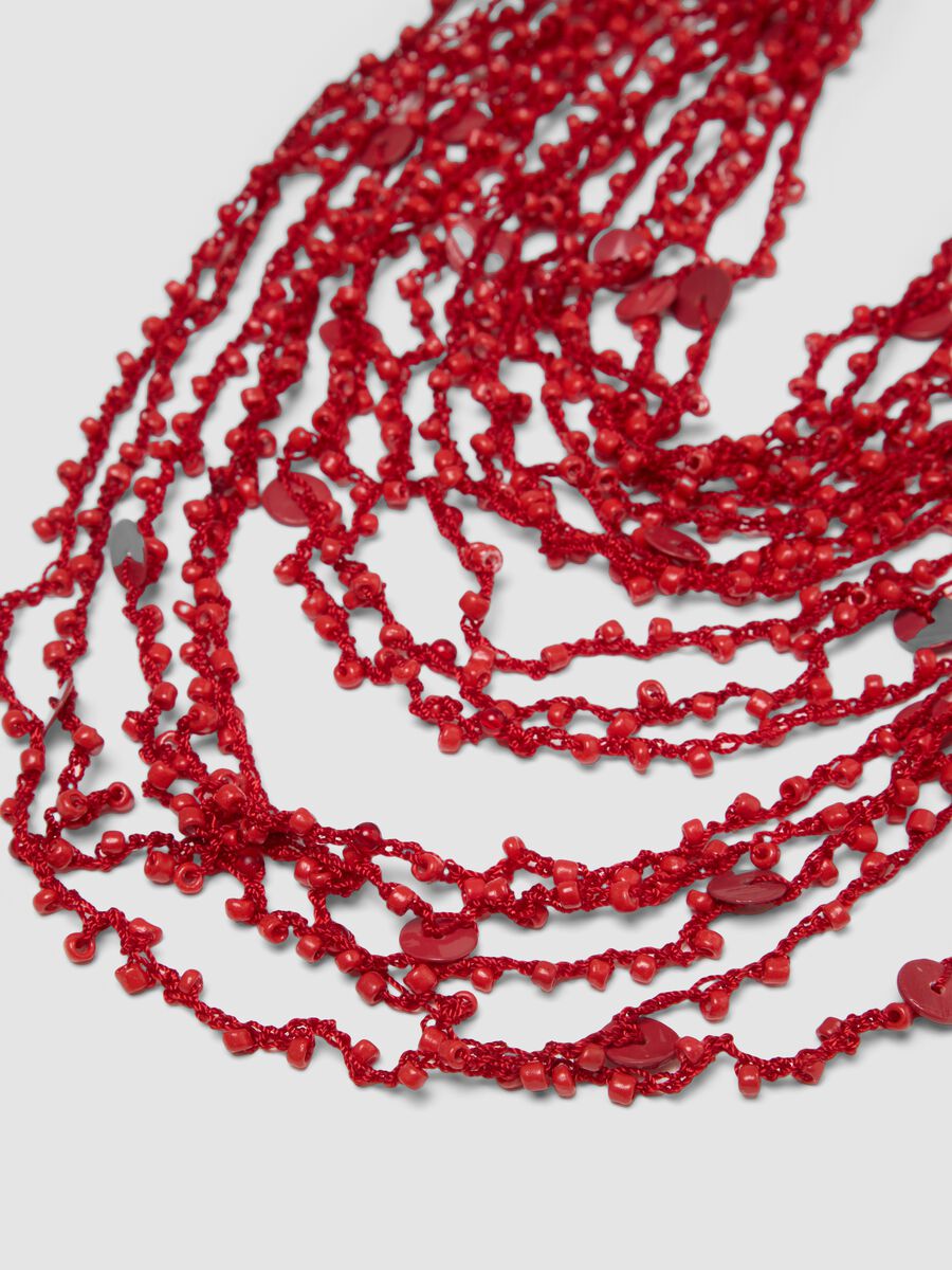 Red multi-layer necklace with adjustable clasp_1