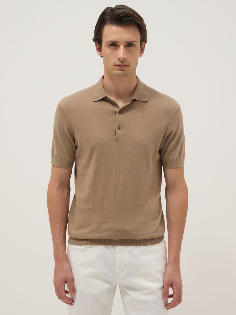 Beige pure cotton polo regular fit_1