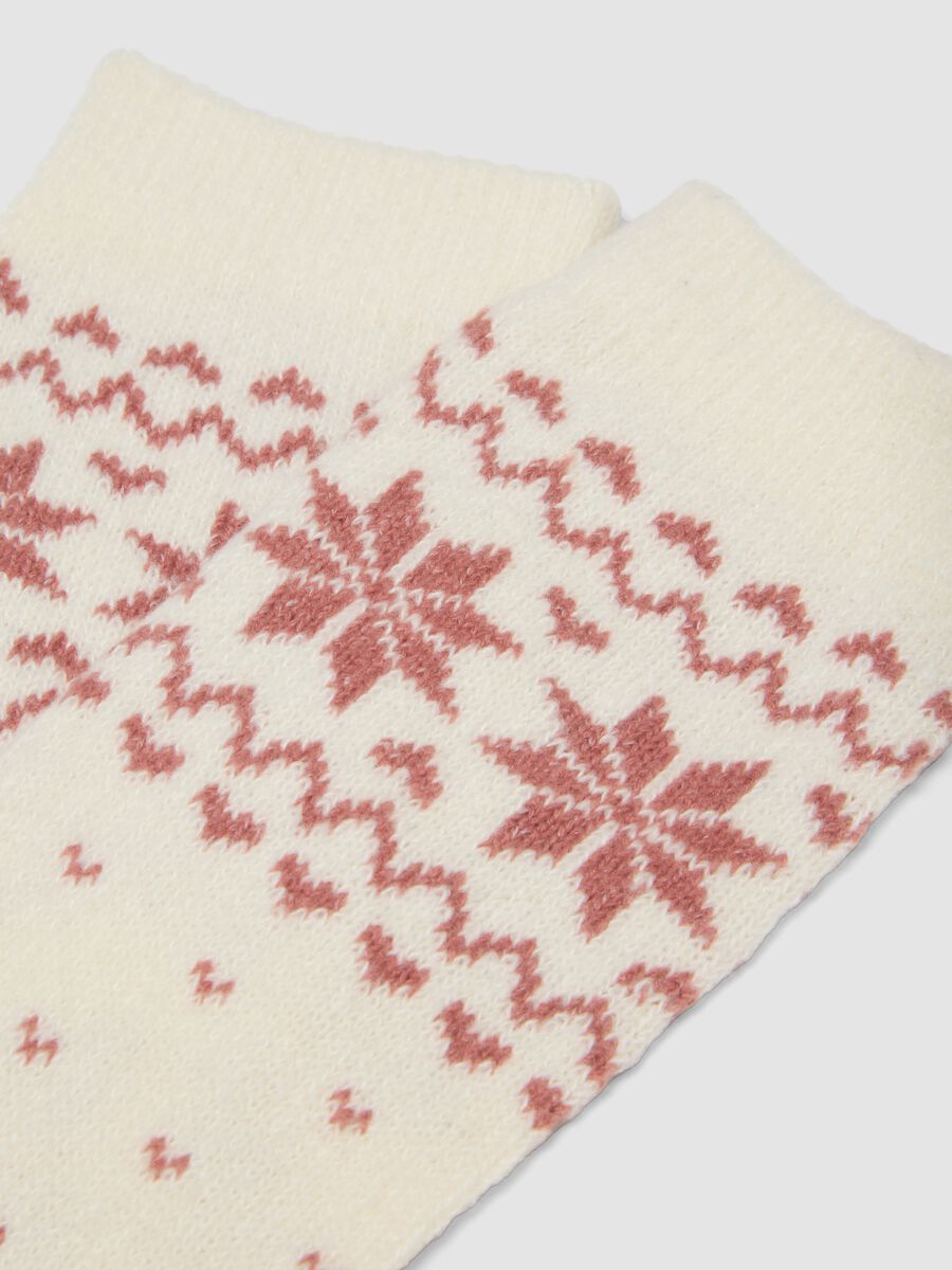 Calzini bianchi in tessuto elasticizzato con fantasia jacquard_1
