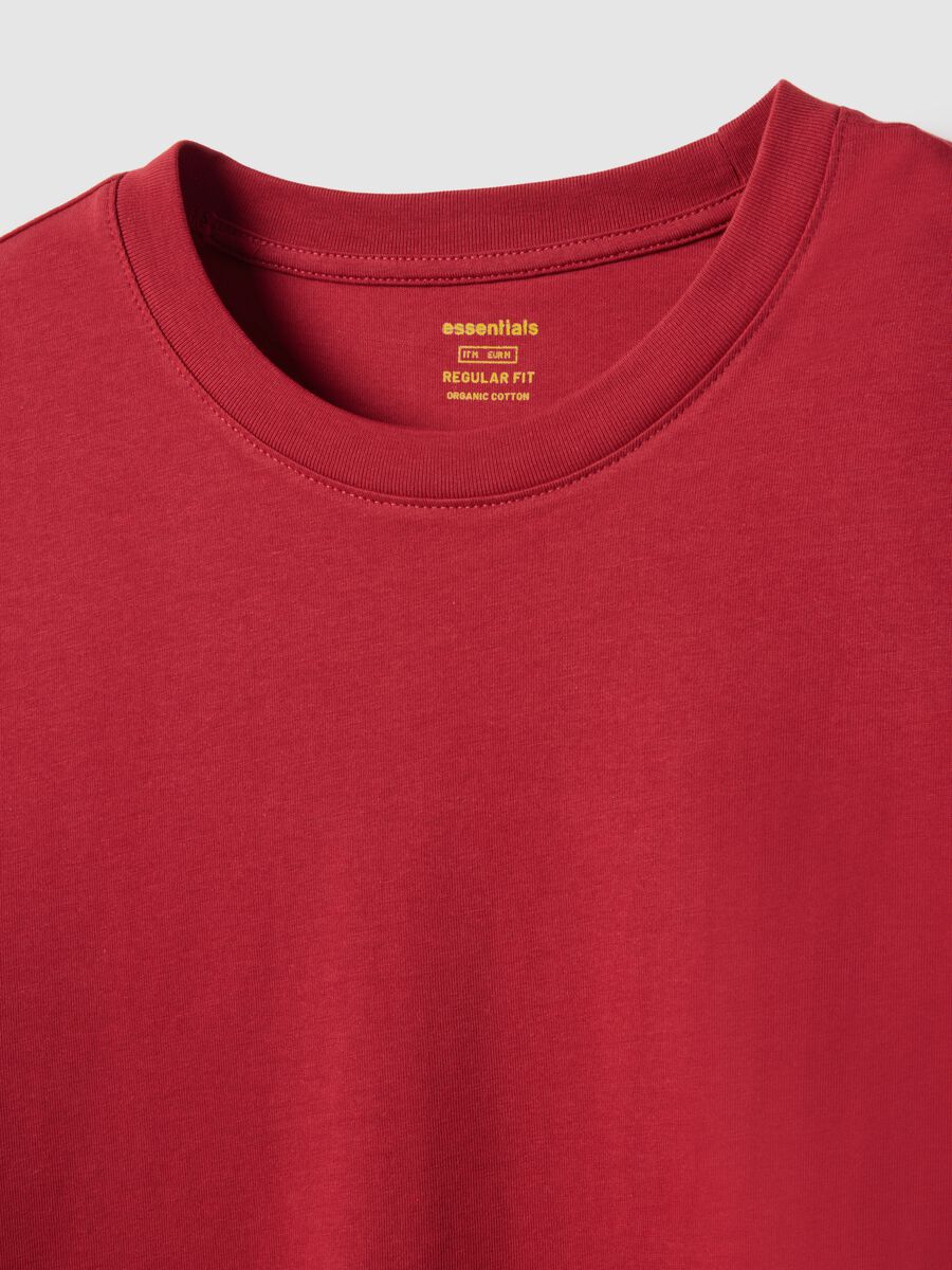 Regular Fit Red Pure Cotton T-shirt_5