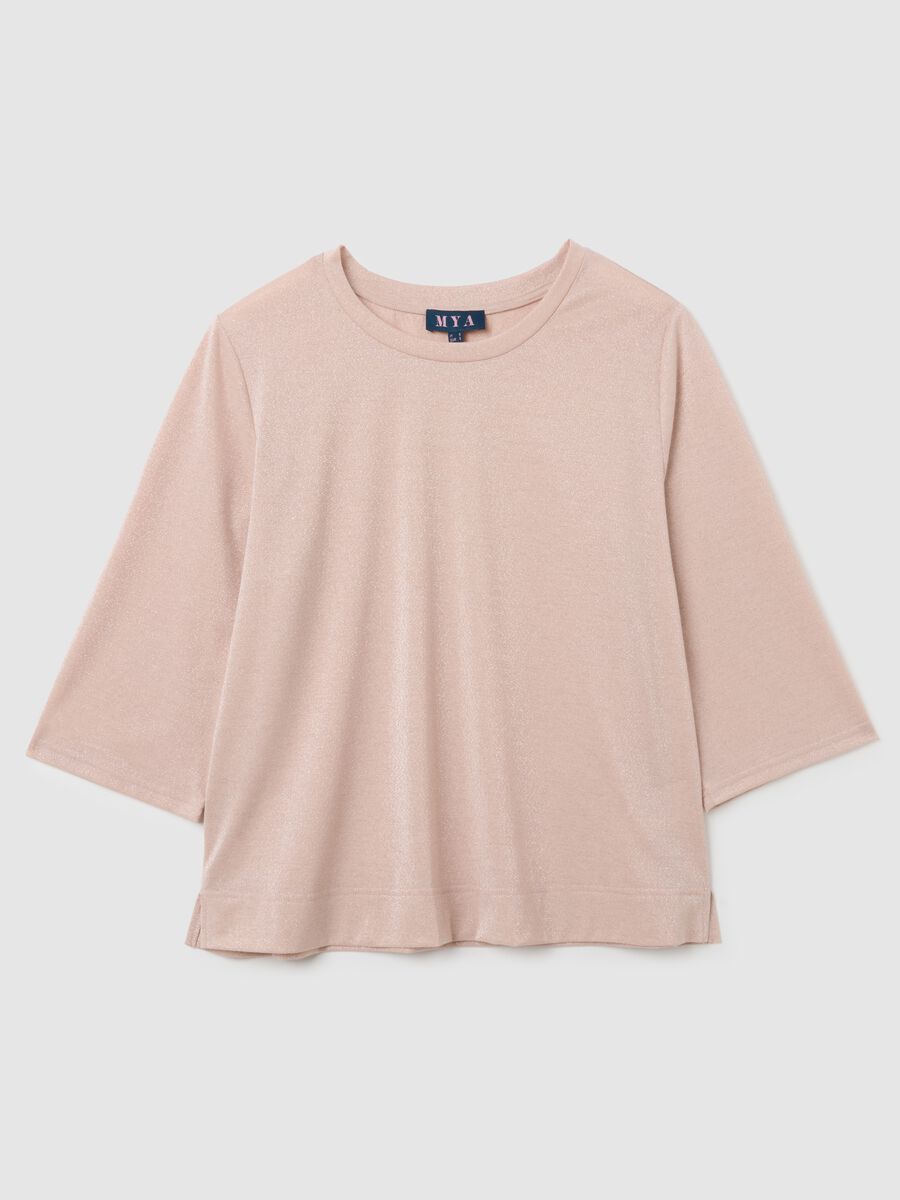Pink regular fit stretch blend T-shirt_4