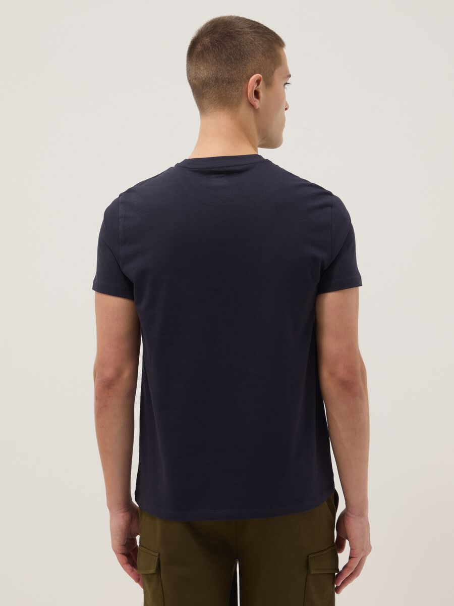 Blue pure cotton short-sleeve T-shirt_3