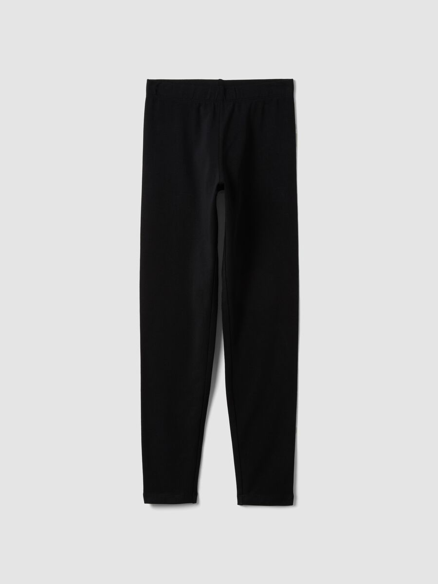 Leggings skinny neri in cotone organico elasticizzato per ragazza_3