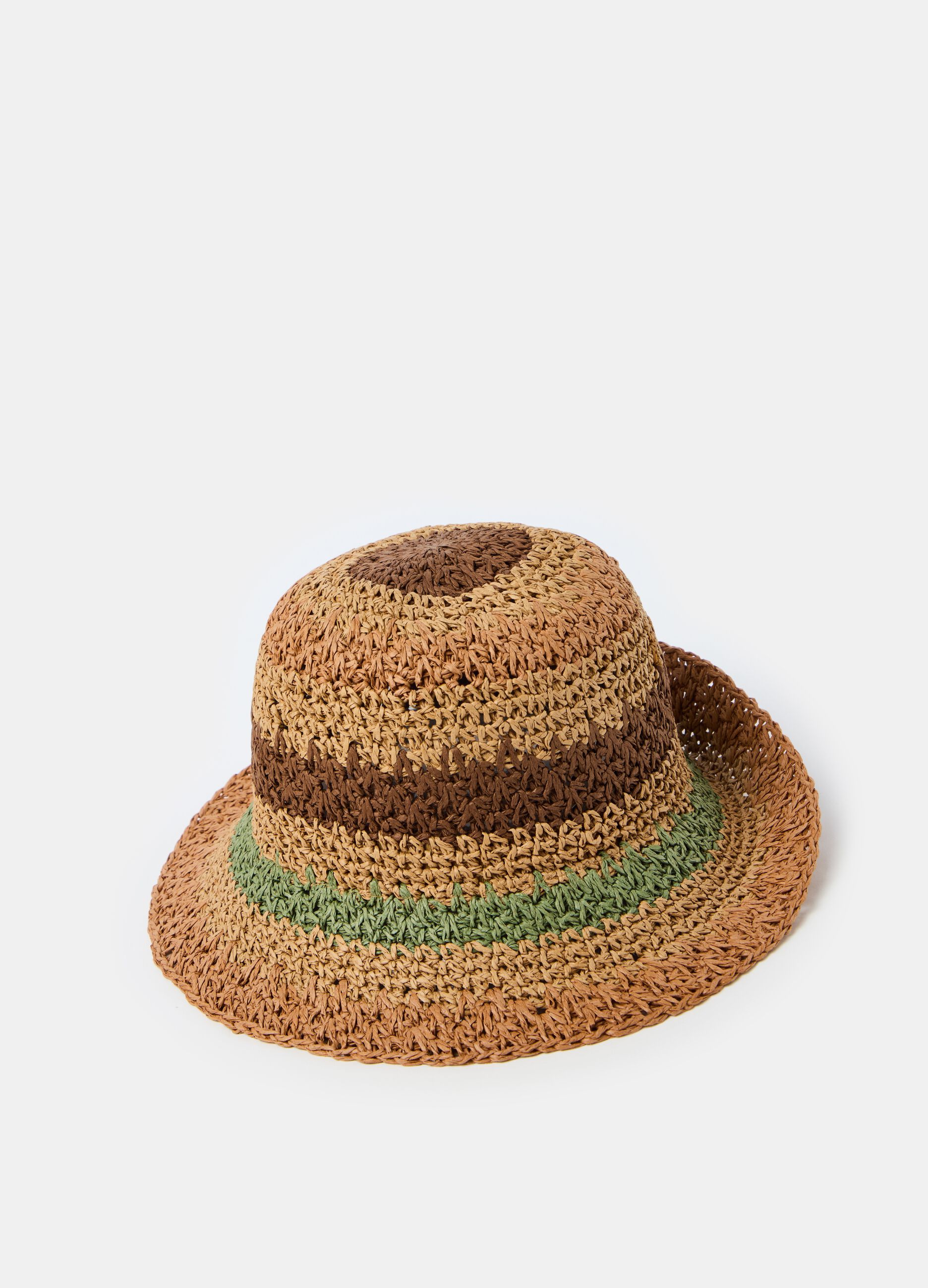 Sombrero de rafia de rayas