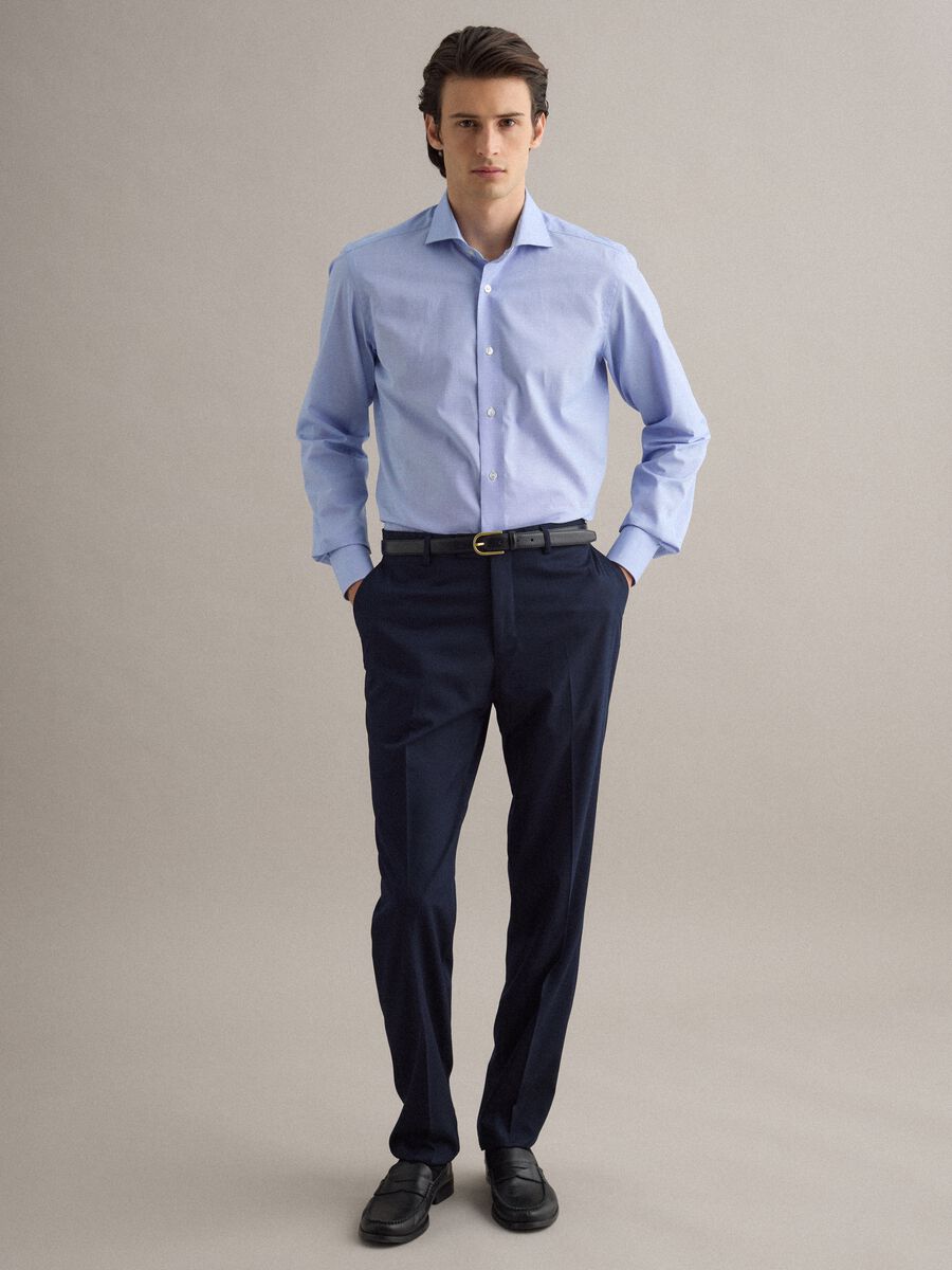 Blue Slim Fit Pure Cotton Shirt_1