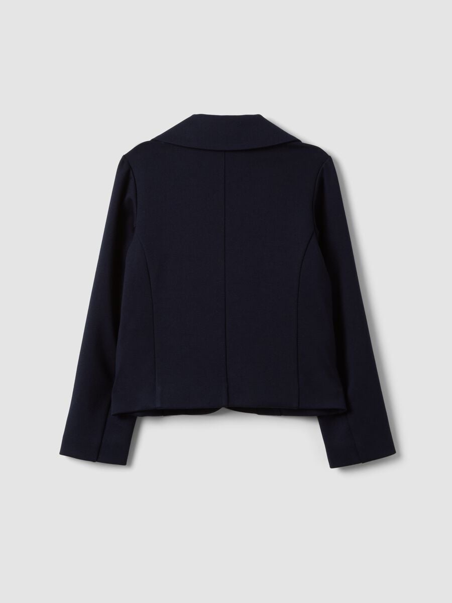 Giacca blu in viscosa elasticizzata foderata per bambina_1