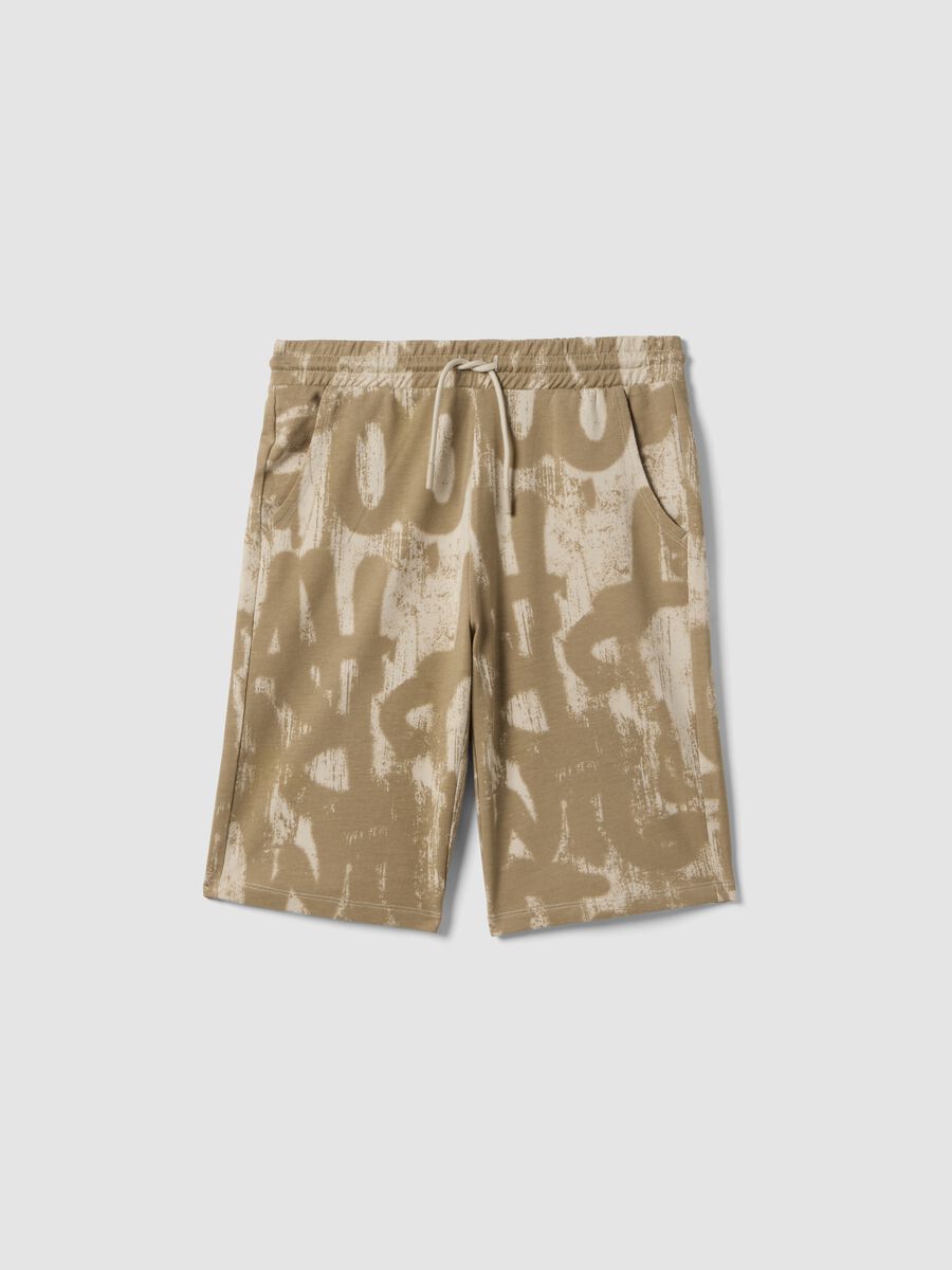 Pure Cotton Beige Printed Shorts for Boys Regular Fit_0