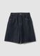 Wide leg blue denim pure cotton shorts_4