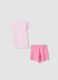 Pink short pyjamas in pure organic cotton for girls with prints_1