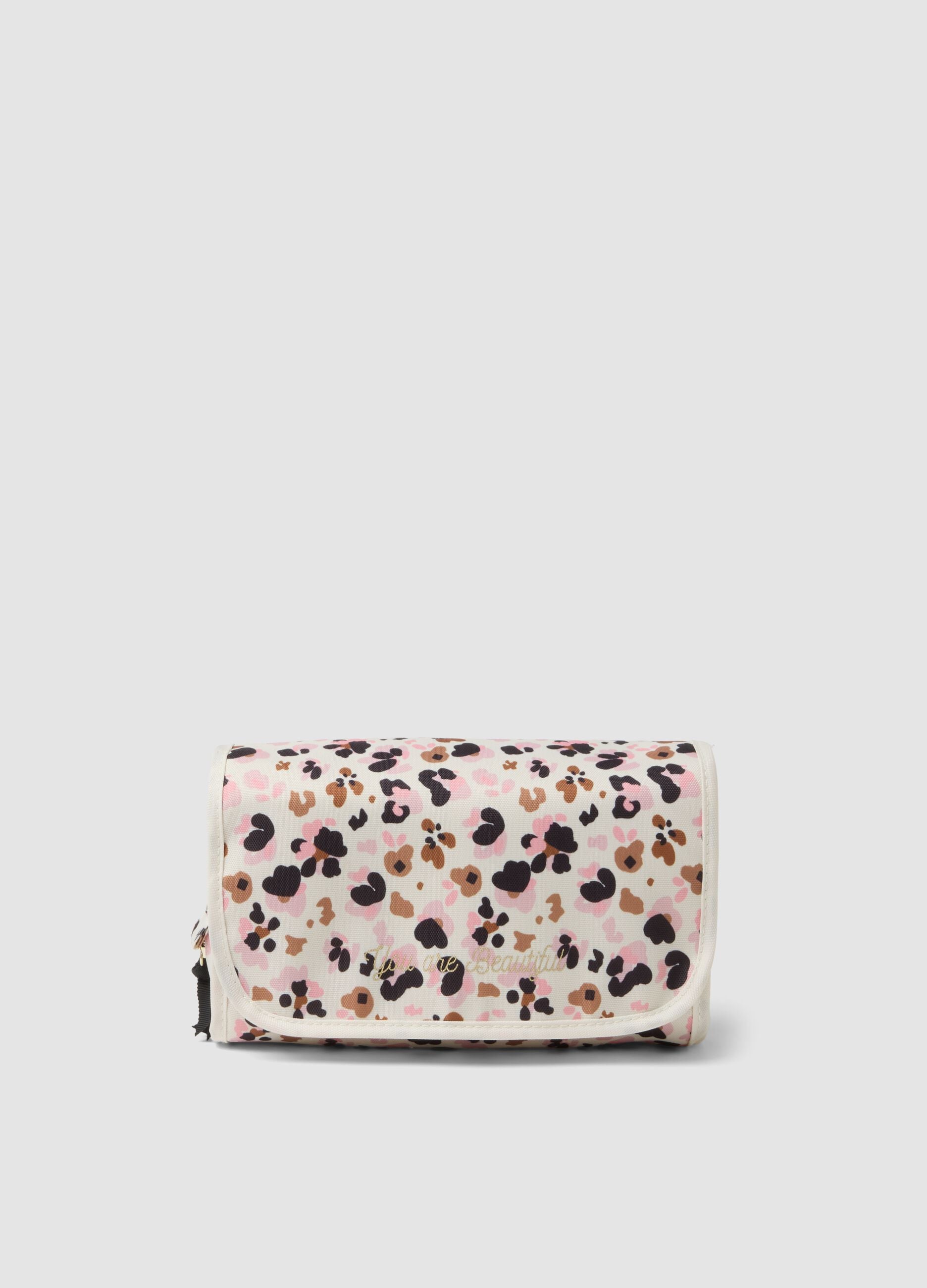 Necessaire branco com estampado animal