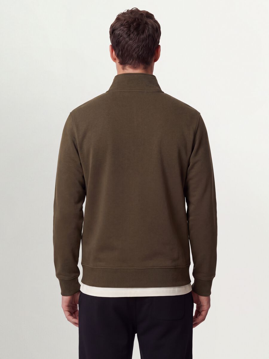Green cotton-blend regular-fit sweatshirt with zip and crew neck_2