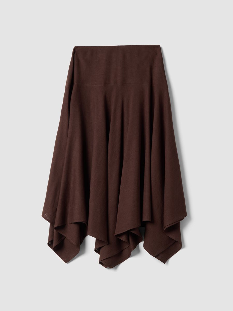Flowing long brown viscose-linen blend skirt_4