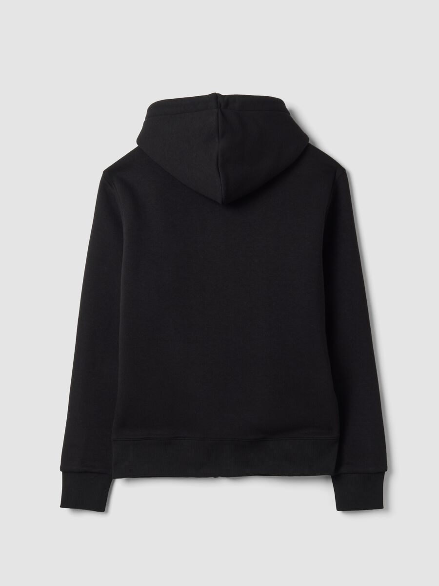 Felpa nera in misto cotone fleece con cappuccio regular fit_1