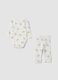 Set bianco in puro cotone organico con body e leggings stampati per neonati_1
