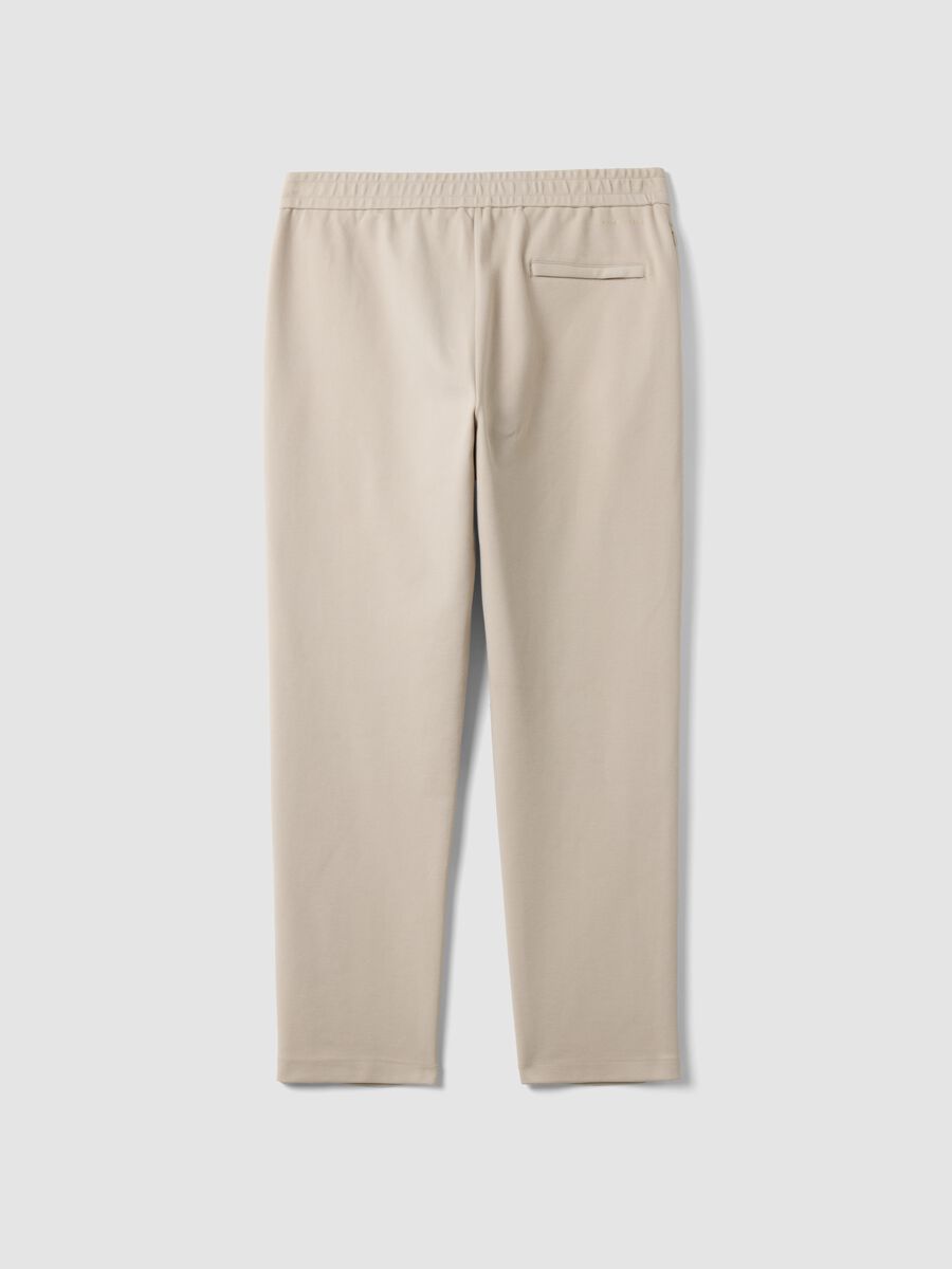 Beige regular-fit stretch cotton trousers_2