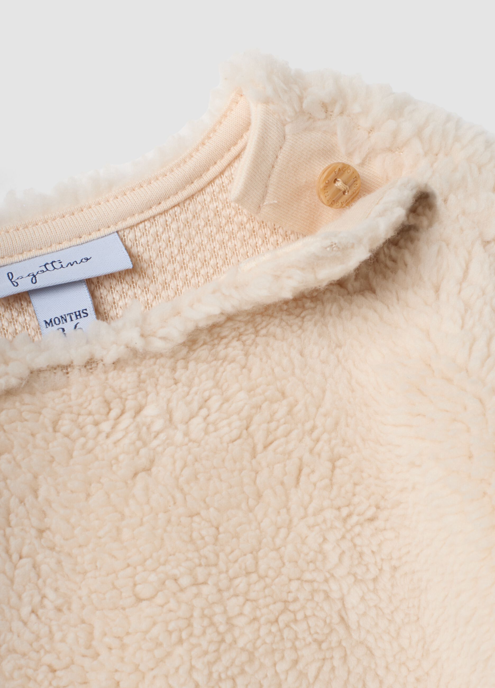 Beiges Baby-Sweatshirt aus Bio-Baumwolle mit Rundhalsausschnitt