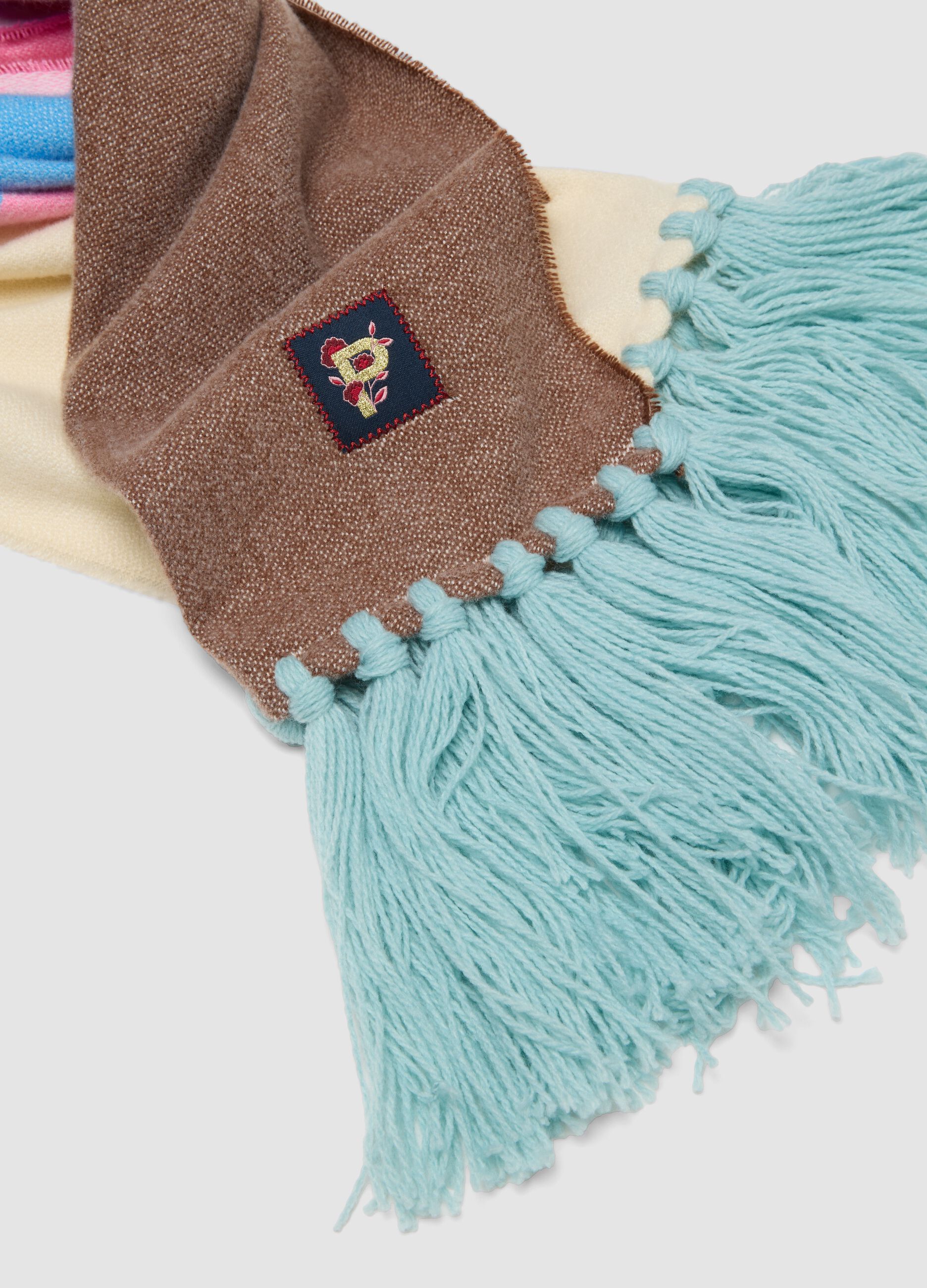 Multicolour fringed scarf