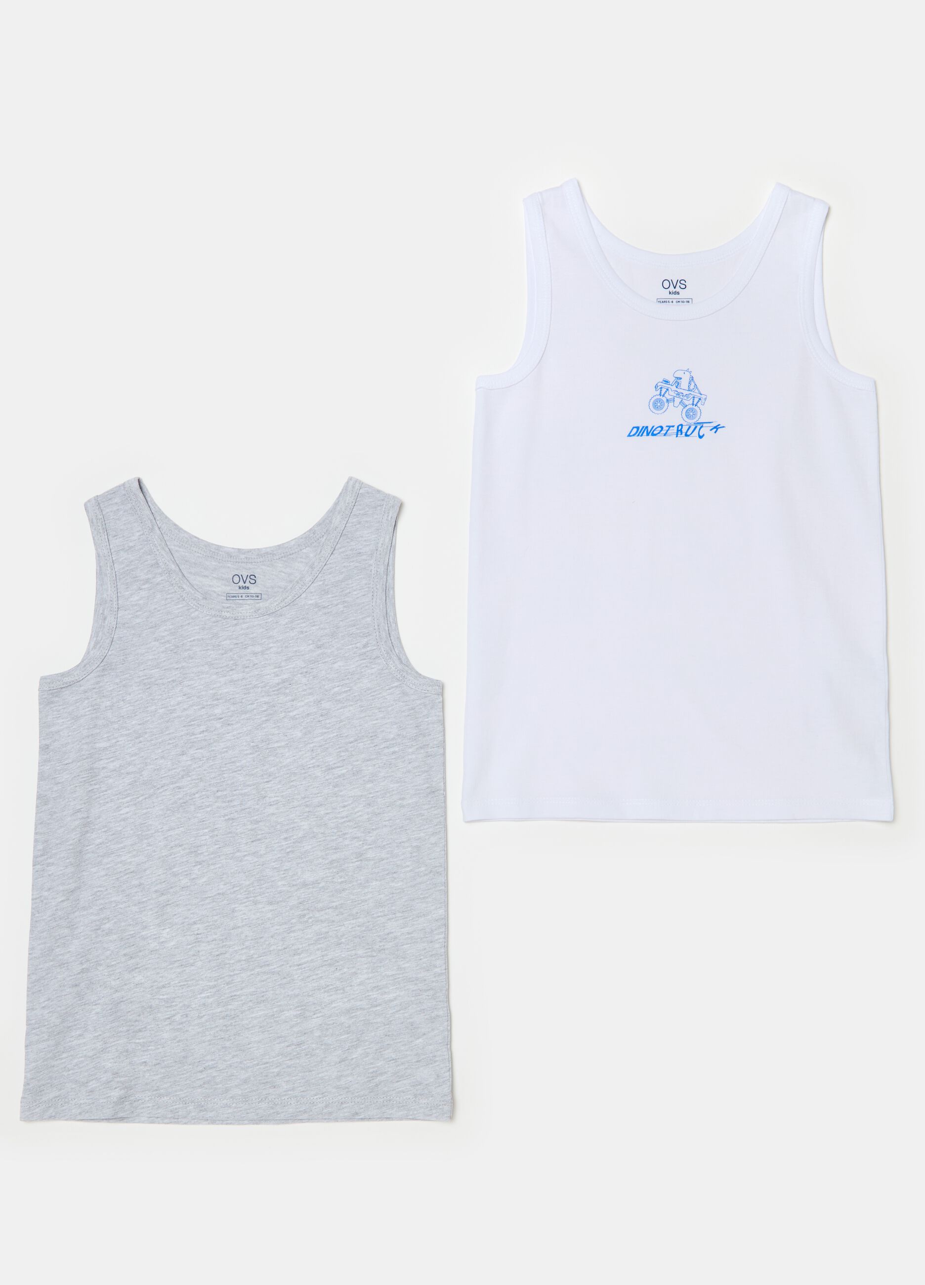Two-pack racerback vests with round neck and print